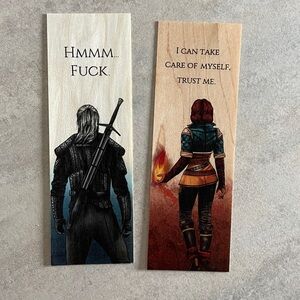 The Witcher - Geralt and Triss wooden bookmarks - woodmarks reader gift